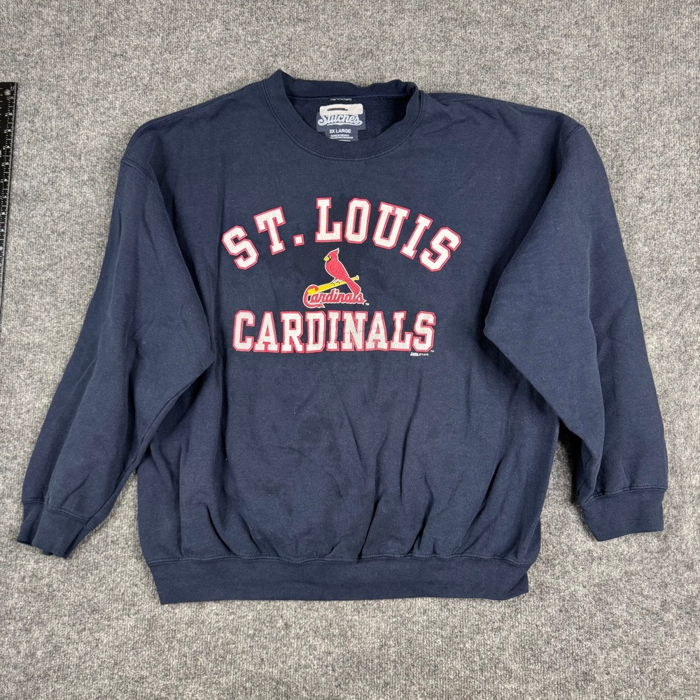 Stitches Sweatshirt Mens 2XL Navy Blue St. Louis Cardinals Graphic MLB Pullover